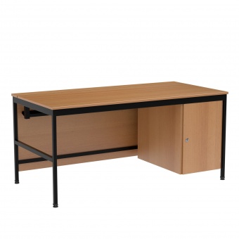 EDV-Lehrertisch, 160x80 cm (B/T), 72 cm hoch, offener Blechkabelkanal, 